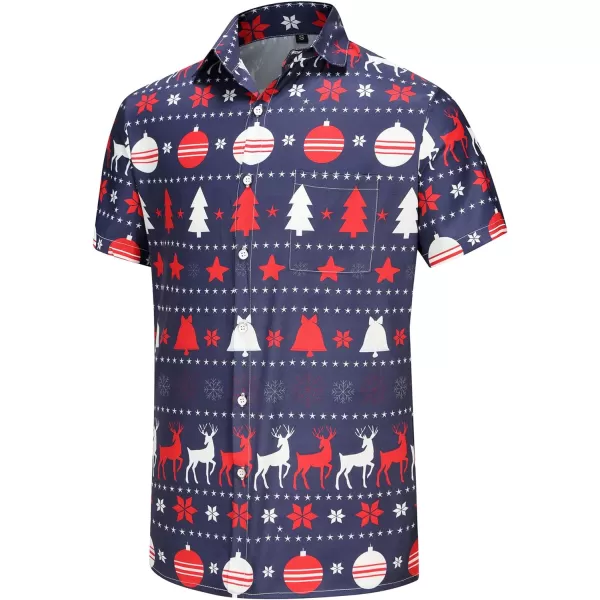 KYKU Hawaiian Shirts for Men Santa Claus Party Casual Button Down Short Sleeve Shirt with Pocket