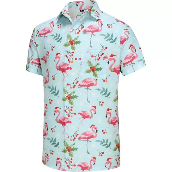 KYKU Hawaiian Shirts for Men Santa Claus Party Casual Button Down Short Sleeve Shirt with Pocket