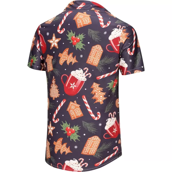 KYKU Hawaiian Shirts for Men Santa Claus Party Casual Button Down Short Sleeve Shirt with Pocket