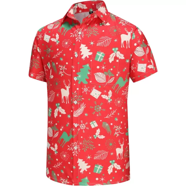 KYKU Hawaiian Shirts for Men Santa Claus Party Casual Button Down Short Sleeve Shirt with Pocket