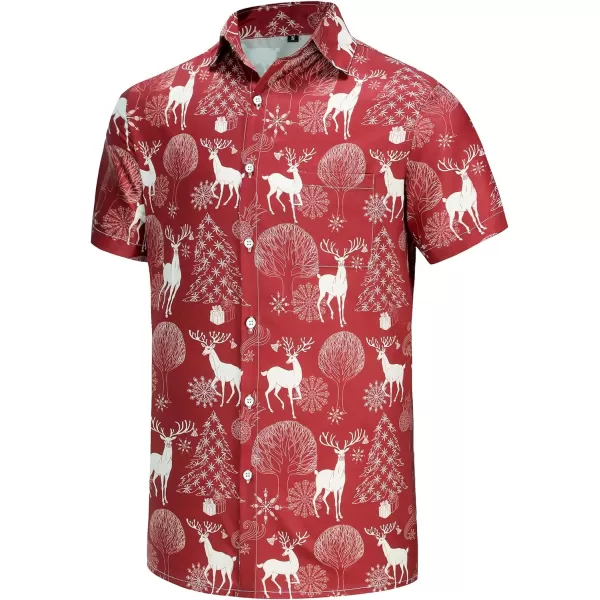 KYKU Hawaiian Shirts for Men Santa Claus Party Casual Button Down Short Sleeve Shirt with Pocket