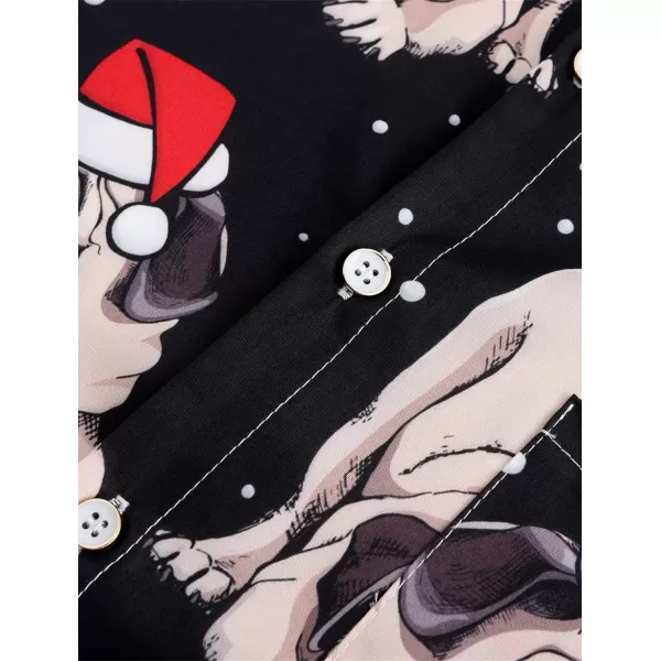 KYKU Hawaiian Shirts for Men Santa Claus Party Casual Button Down Short Sleeve Shirt with Pocket