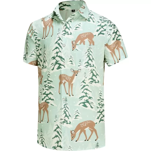 KYKU Hawaiian Shirts for Men Santa Claus Party Casual Button Down Short Sleeve Shirt with Pocket