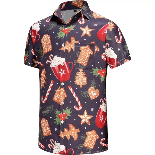 KYKU Hawaiian Shirts for Men Santa Claus Party Casual Button Down Short Sleeve Shirt with Pocket
