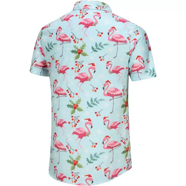 KYKU Hawaiian Shirts for Men Santa Claus Party Casual Button Down Short Sleeve Shirt with Pocket
