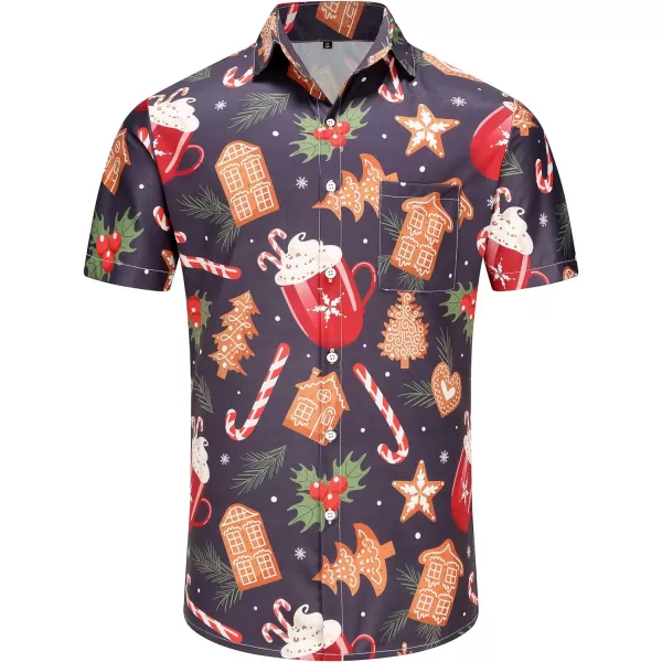 KYKU Hawaiian Shirts for Men Santa Claus Party Casual Button Down Short Sleeve Shirt with Pocket