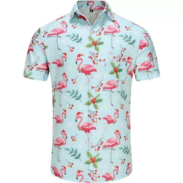 KYKU Hawaiian Shirts for Men Santa Claus Party Casual Button Down Short Sleeve Shirt with Pocket