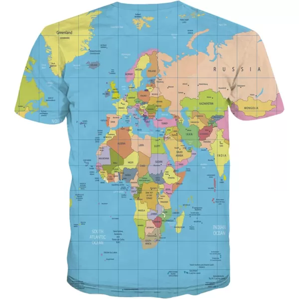 KYKU Men World Map Shirt Globe Costume Earth Print Geography Gifts for Adult