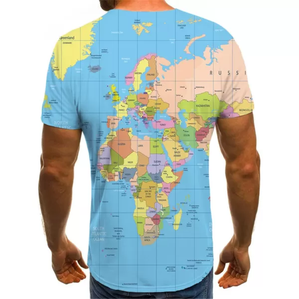 KYKU Men World Map Shirt Globe Costume Earth Print Geography Gifts for Adult