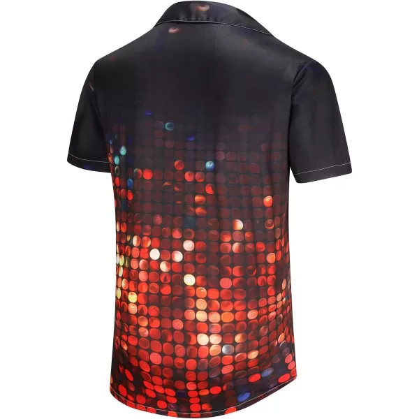 KYKU Men's 70's Disco Shirt Vintage Button Up Shirts Short Sleeve