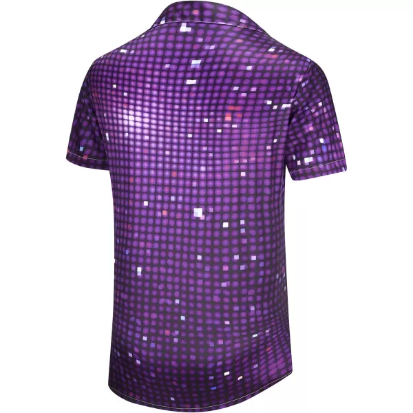 KYKU Men's 70's Disco Shirt Vintage Button Up Shirts Short Sleeve