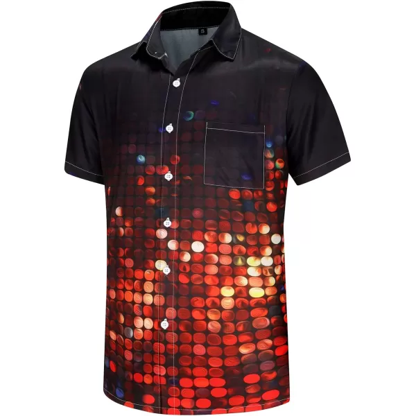 KYKU Men's 70's Disco Shirt Vintage Button Up Shirts Short Sleeve