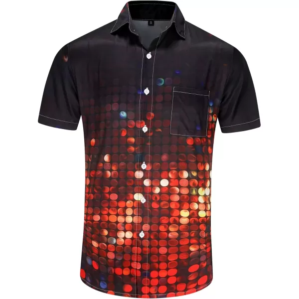 KYKU Men's 70's Disco Shirt Vintage Button Up Shirts Short Sleeve