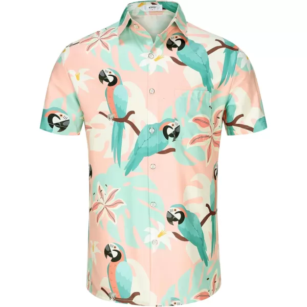 KYKU Men's Casual Button-Down Shirts Hawaiian Shirt Short Sleeve Beach Clothes with Pockets