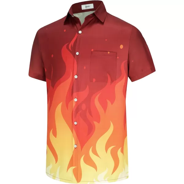 KYKU Men's Casual Button-Down Shirts Hawaiian Shirt Short Sleeve Beach Clothes with Pockets