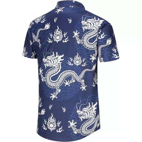 KYKU Men's Casual Button-Down Shirts Hawaiian Shirt Short Sleeve Beach Clothes with Pockets