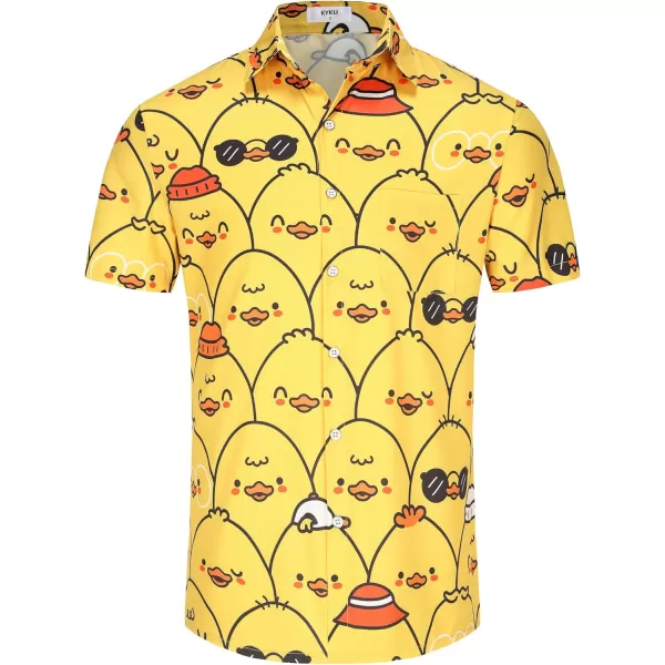 KYKU Men's Casual Button-Down Shirts Hawaiian Shirt Short Sleeve Beach Clothes with Pockets