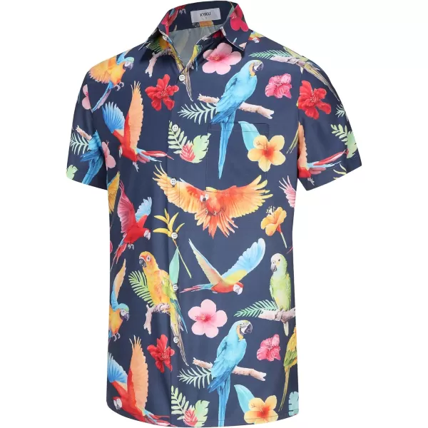 KYKU Men's Casual Button-Down Shirts Hawaiian Shirt Short Sleeve Beach Clothes with Pockets