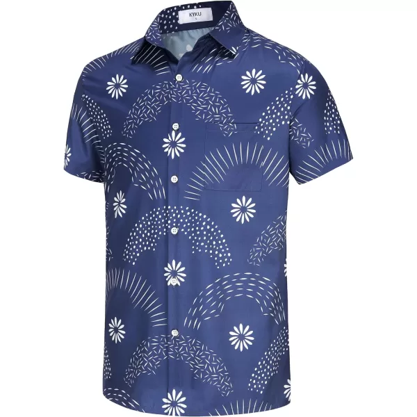 KYKU Men's Casual Button-Down Shirts Hawaiian Shirt Short Sleeve Beach Clothes with Pockets