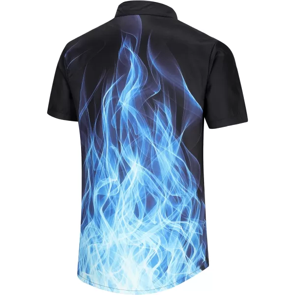 KYKU Men's Casual Button-Down Shirts Hawaiian Shirt Short Sleeve Beach Clothes with Pockets