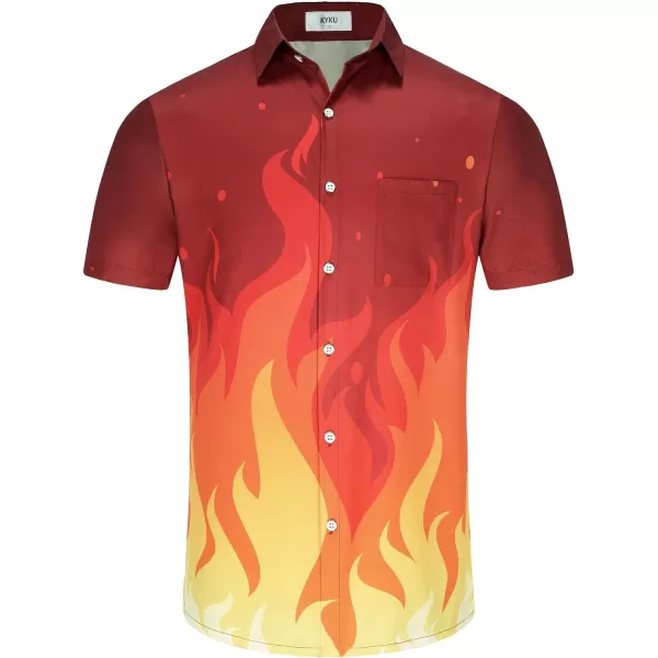 KYKU Men's Casual Button-Down Shirts Hawaiian Shirt Short Sleeve Beach Clothes with Pockets