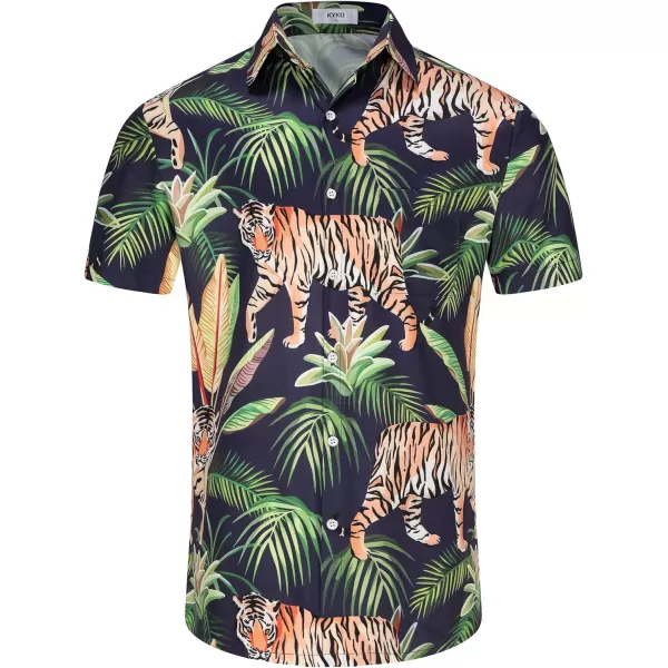 KYKU Men's Casual Button-Down Shirts Hawaiian Shirt Short Sleeve Beach Clothes with Pockets