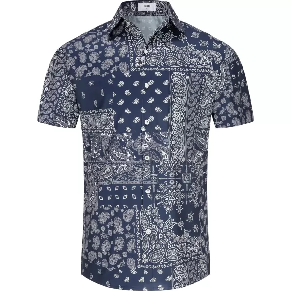 KYKU Men's Casual Button-Down Shirts Hawaiian Shirt Short Sleeve Beach Clothes with Pockets