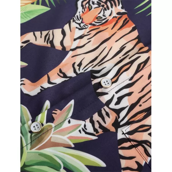 KYKU Men's Casual Button-Down Shirts Hawaiian Shirt Short Sleeve Beach Clothes with Pockets