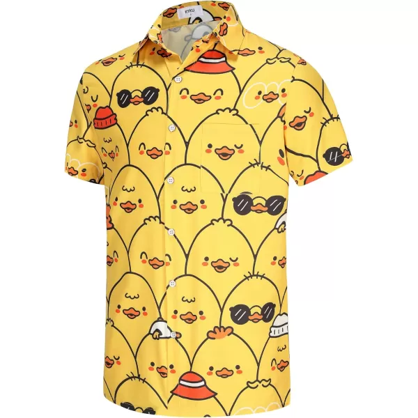 KYKU Men's Casual Button-Down Shirts Hawaiian Shirt Short Sleeve Beach Clothes with Pockets