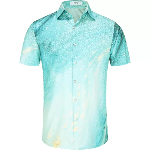 KYKU Men's Casual Button-Down Shirts Hawaiian Shirt Short Sleeve Beach Clothes with Pockets