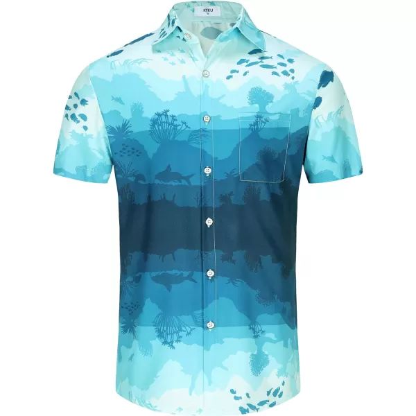 KYKU Men's Casual Button-Down Shirts Hawaiian Shirt Short Sleeve Beach Clothes with Pockets