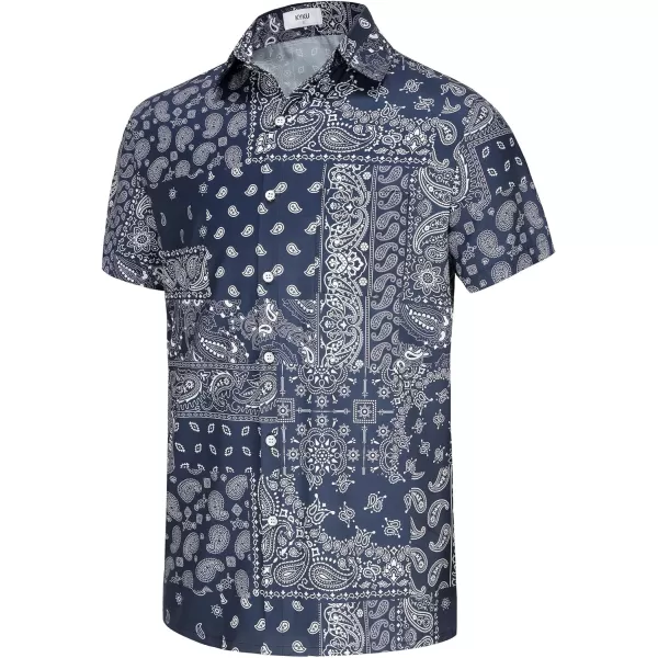 KYKU Men's Casual Button-Down Shirts Hawaiian Shirt Short Sleeve Beach Clothes with Pockets