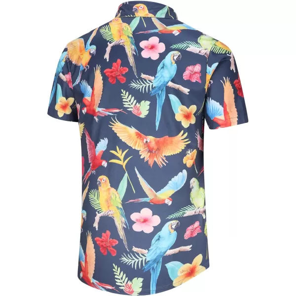 KYKU Men's Casual Button-Down Shirts Hawaiian Shirt Short Sleeve Beach Clothes with Pockets