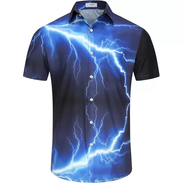 KYKU Men's Casual Button-Down Shirts Hawaiian Shirt Short Sleeve Beach Clothes with Pockets