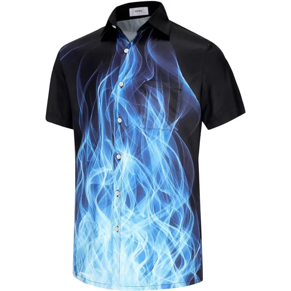 KYKU Men's Casual Button-Down Shirts Hawaiian Shirt Short Sleeve Beach Clothes with Pockets