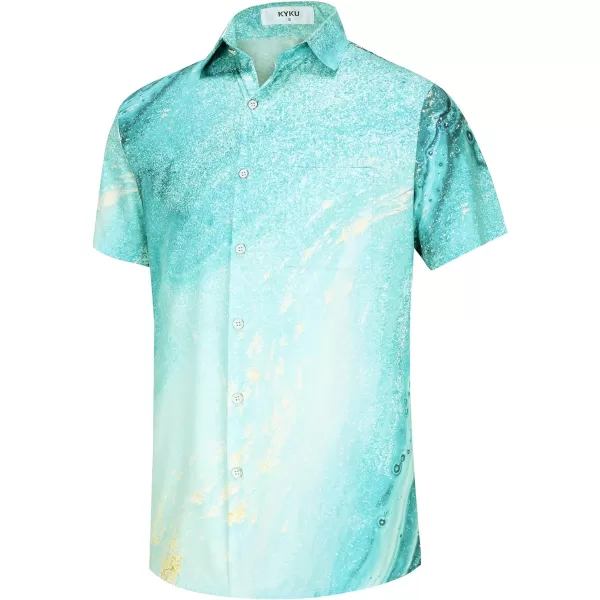 KYKU Men's Casual Button-Down Shirts Hawaiian Shirt Short Sleeve Beach Clothes with Pockets