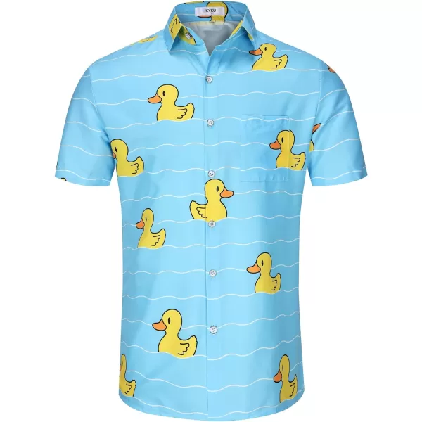KYKU Men's Casual Button-Down Shirts Hawaiian Shirt Short Sleeve Beach Clothes with Pockets