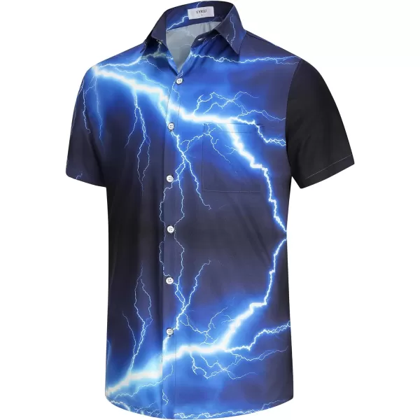 KYKU Men's Casual Button-Down Shirts Hawaiian Shirt Short Sleeve Beach Clothes with Pockets