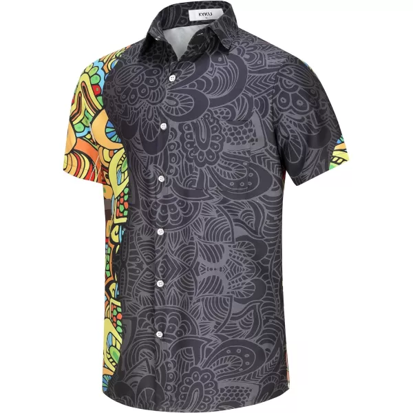 KYKU Men's Casual Button-Down Shirts Hawaiian Shirt Short Sleeve Beach Clothes with Pockets