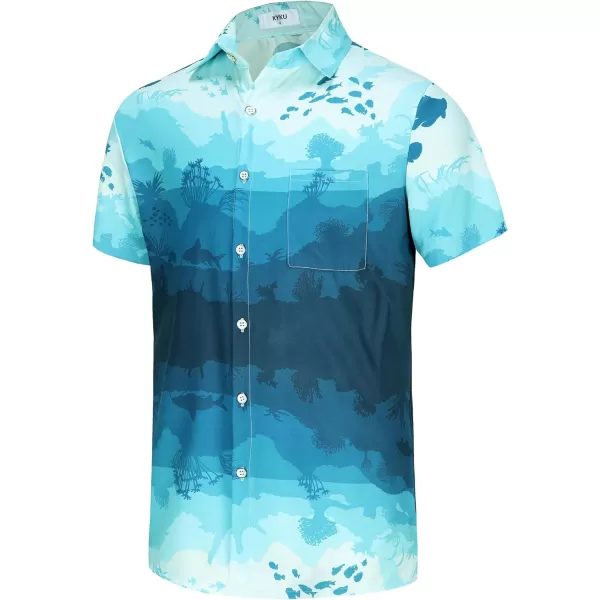 KYKU Men's Casual Button-Down Shirts Hawaiian Shirt Short Sleeve Beach Clothes with Pockets