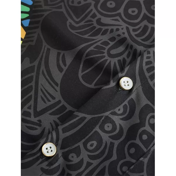 KYKU Men's Casual Button-Down Shirts Hawaiian Shirt Short Sleeve Beach Clothes with Pockets