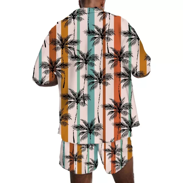 KYKU Mens Hawaiian Shirt and Short Set - Summer Short Sleeve Button Down Beach Shirts Tropical Vacation 2 Piece Outfits