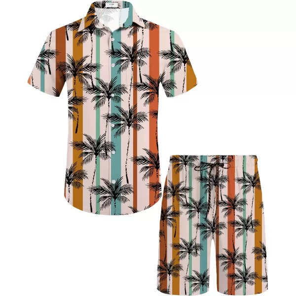 KYKU Mens Hawaiian Shirt and Short Set - Summer Short Sleeve Button Down Beach Shirts Tropical Vacation 2 Piece Outfits