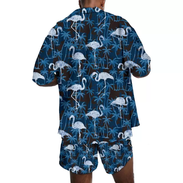 KYKU Mens Hawaiian Shirt and Short Set - Summer Short Sleeve Button Down Beach Shirts Tropical Vacation 2 Piece Outfits