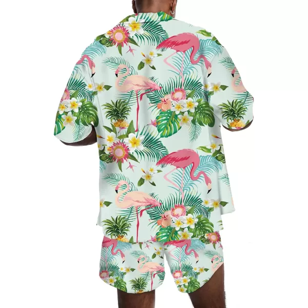 KYKU Mens Hawaiian Shirt and Short Set - Summer Short Sleeve Button Down Beach Shirts Tropical Vacation 2 Piece Outfits