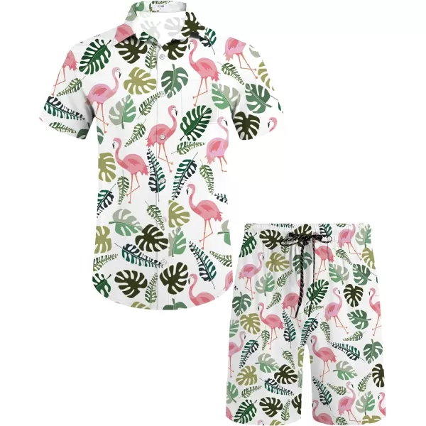 KYKU Mens Hawaiian Shirt and Short Set - Summer Short Sleeve Button Down Beach Shirts Tropical Vacation 2 Piece Outfits