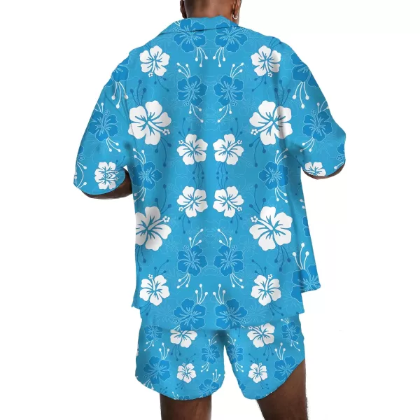 KYKU Mens Hawaiian Shirt and Short Set - Summer Short Sleeve Button Down Beach Shirts Tropical Vacation 2 Piece Outfits