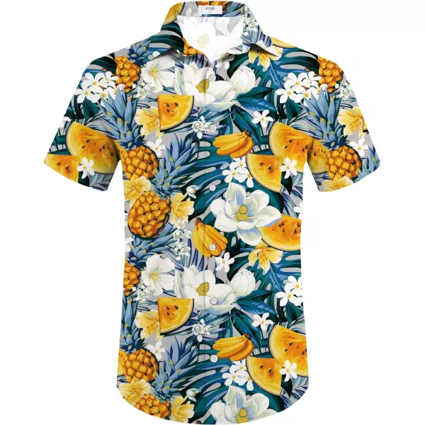 KYKU Mens Hawaiian Shirt and Short Set - Summer Short Sleeve Button Down Beach Shirts Tropical Vacation 2 Piece Outfits
