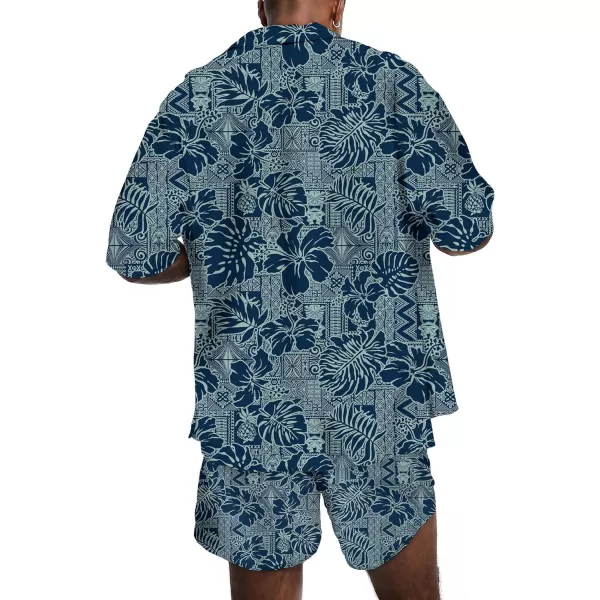 KYKU Mens Hawaiian Shirt and Short Set - Summer Short Sleeve Button Down Beach Shirts Tropical Vacation 2 Piece Outfits