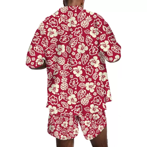 KYKU Mens Hawaiian Shirt and Short Set - Summer Short Sleeve Button Down Beach Shirts Tropical Vacation 2 Piece Outfits